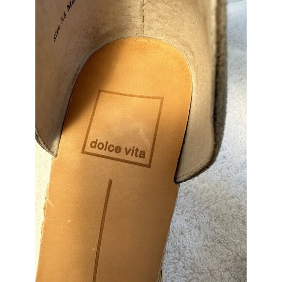 Dolce Vita Noor Espadrille Wedge Sandals 7.5 Light Gray Leather Ankle Strap - Picture 9 of 12